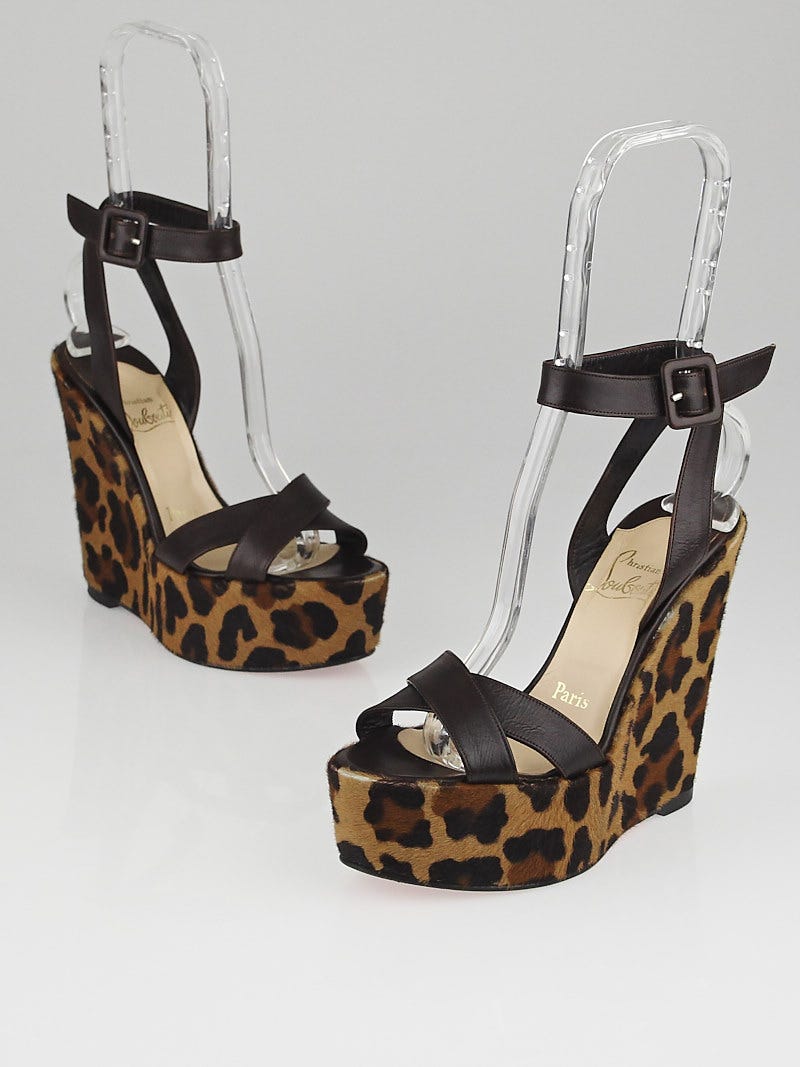 Christian louboutin leopard sales wedges