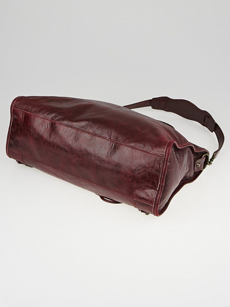 Balenciaga Bordeaux Chevre Leather Motorcycle City Bag | Yoogi's