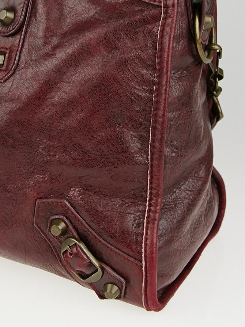 Balenciaga Bordeaux Chevre Leather Motorcycle City Bag | Yoogi's
