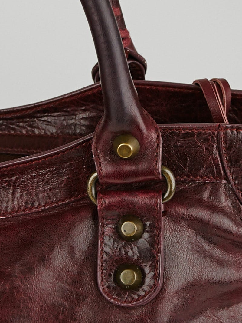 Balenciaga Bordeaux Chevre Leather Motorcycle City Bag | Yoogi's