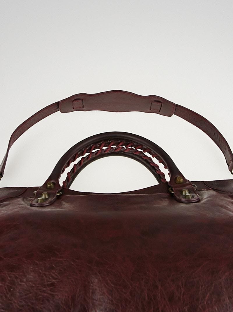 Balenciaga Bordeaux Chevre Leather Motorcycle City Bag