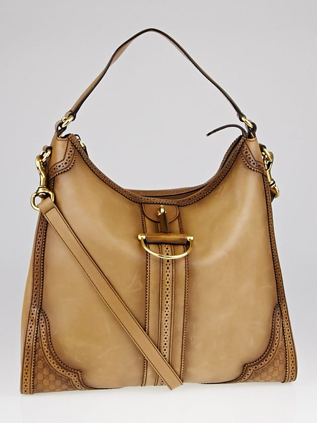 Gucci Honey Leather Duilio Brogue Shoulder Bag