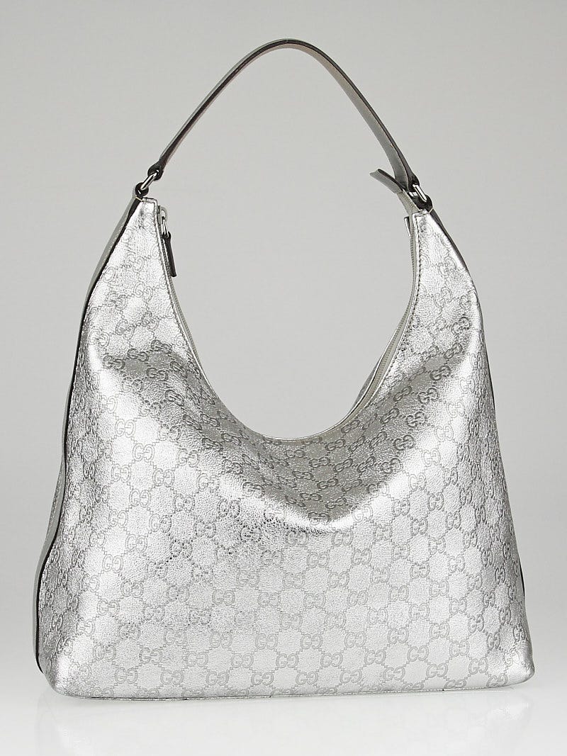 Gucci Silver Guccissima Leather Hobo Bag - Yoogi's Closet