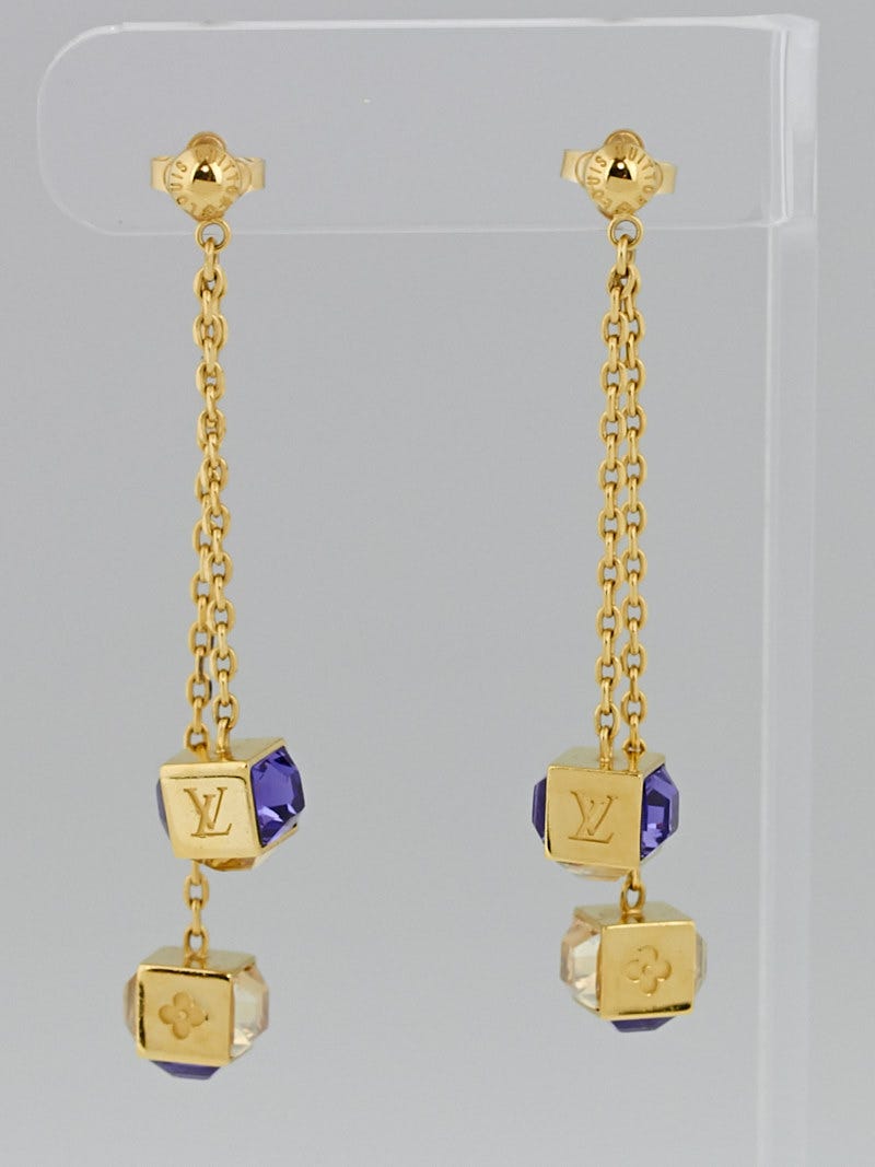 Louis Vuitton Goldtone Metal Purple Swarovski Crystal Over the