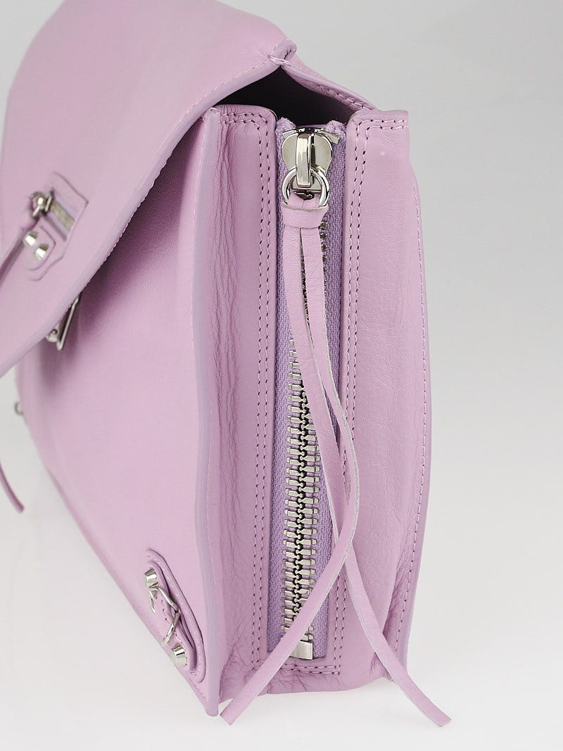 Balenciaga Pink Calfskin Leather Papier Zip Around Sight