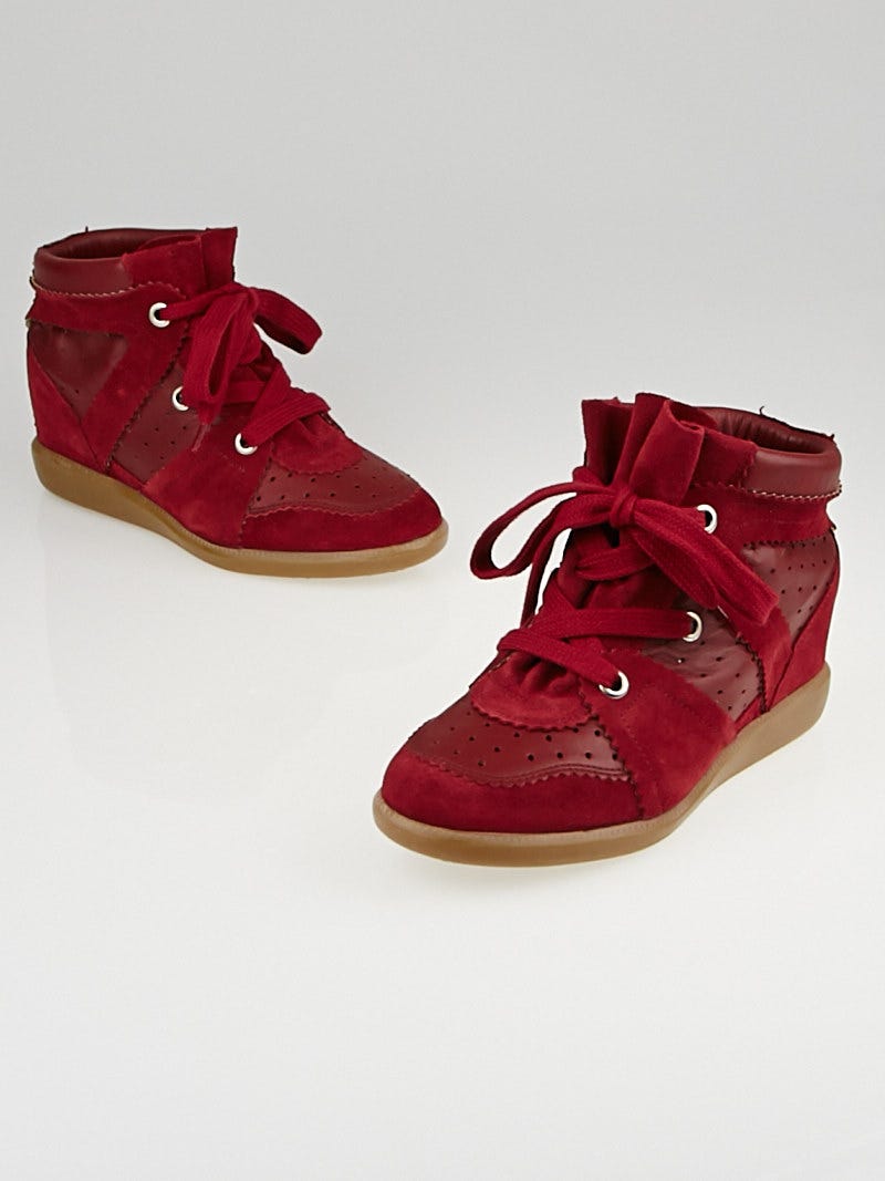 Marant Burgundy Leather Betty Sneaker Wedges Size 8.5/39 - Yoogi's Closet