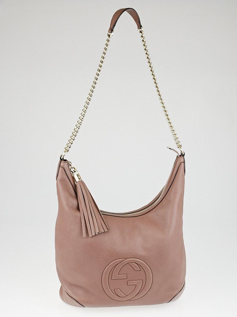 Gucci Mauve Pebbled Leather Soho Chain Shoulder Bag Yoogi s Closet
