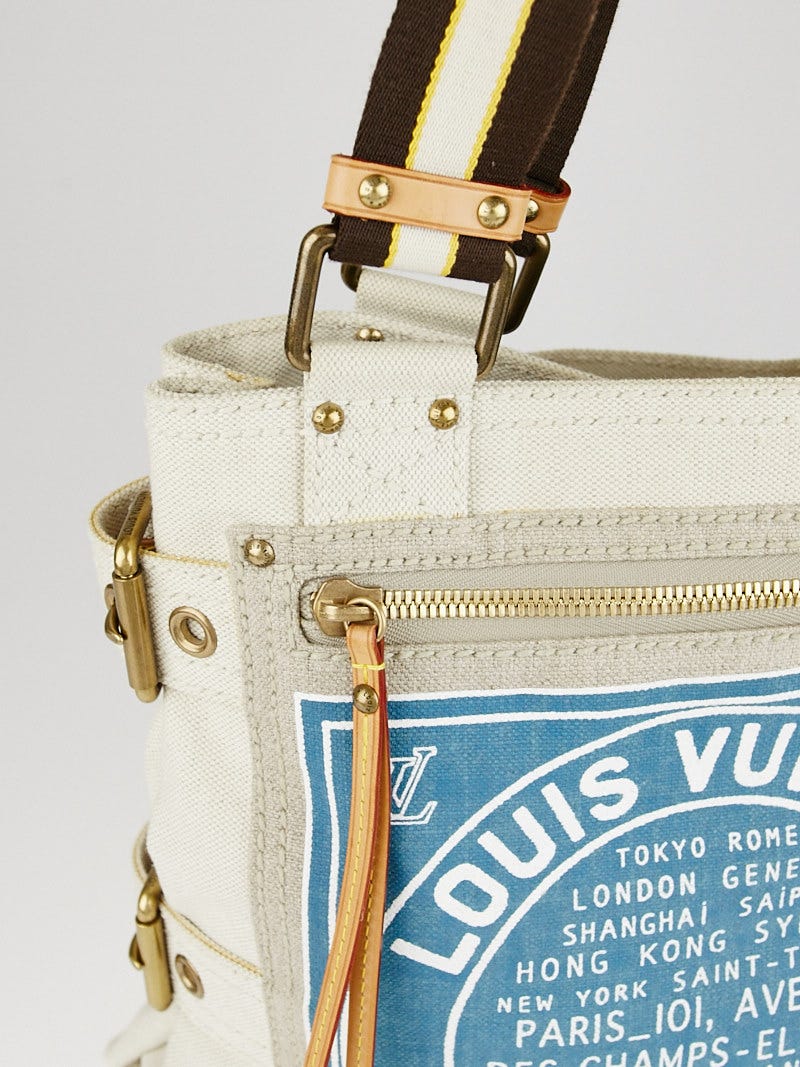 Louis Vuitton Limited Edition Blue Canvas Globe MM Shopping Bag