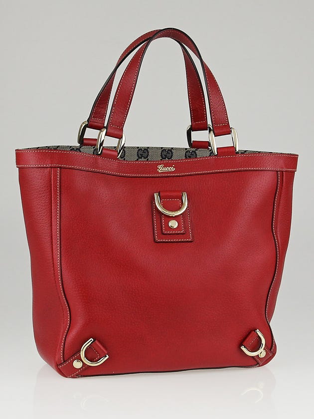 Gucci Red Leather Abbey Medium Tote Bag
