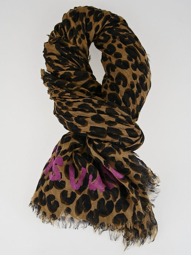Louis Vuitton Brown Cashmere/Silk Stephen Sprouse Leopard Stole Scarf 
