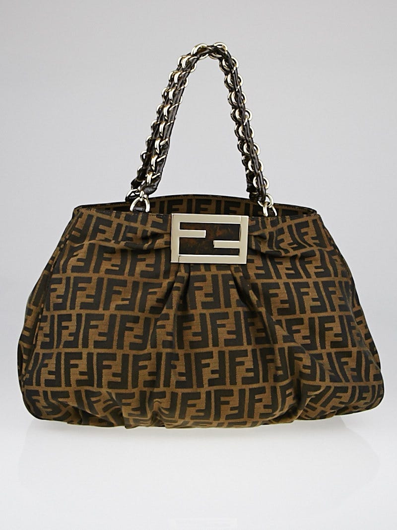 【超新作】 Fendi Tobacco 8BR616 - Bag Shoulder Mia Canvas Print Zucca スカート