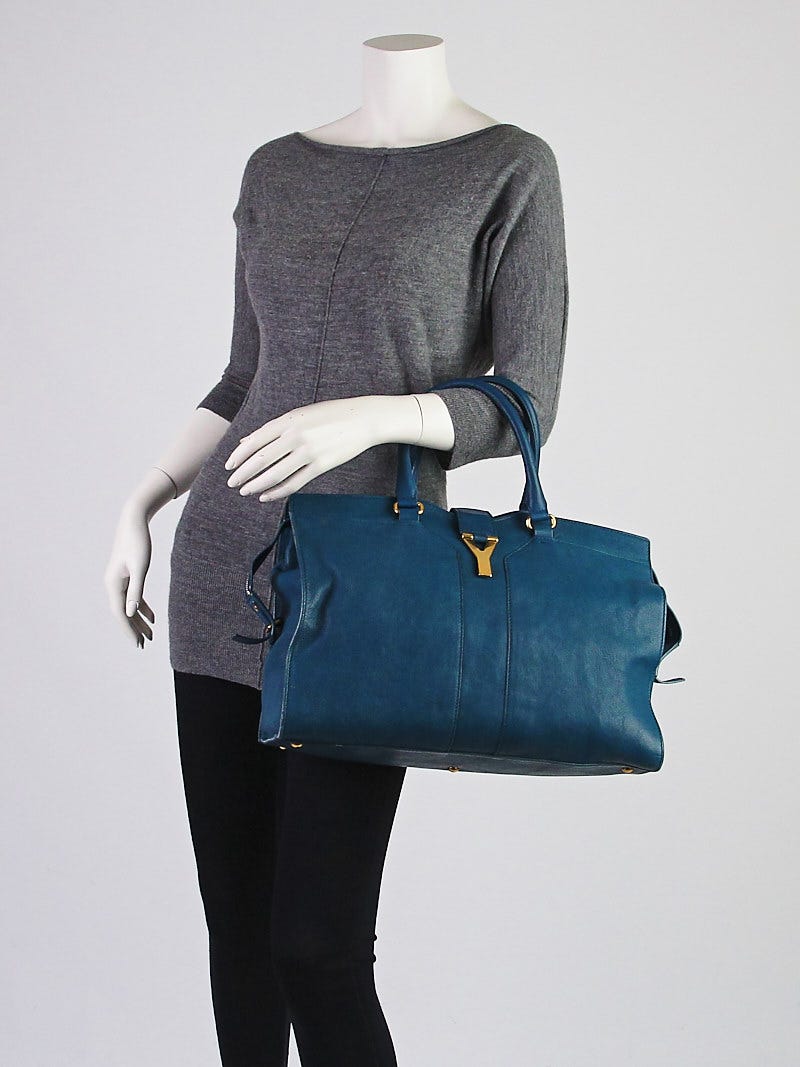 Yves Saint Laurent Blue Sheepskin Leather Large Cabas ChYc Bag - Yoogi's  Closet