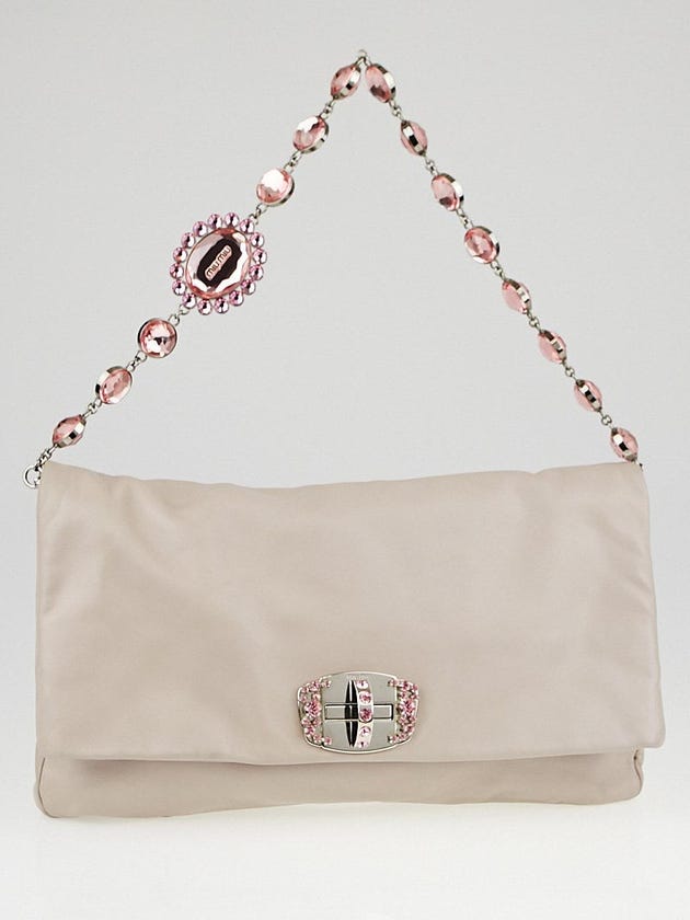 Miu Miu Lavender Nappa Leather Cristal Fold Over Clutch Bag