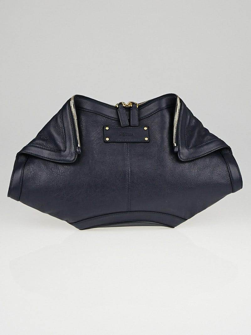 【激安セール】 Blue Navy McQueen Alexander Leather Bag Clutch Manta De バッグ