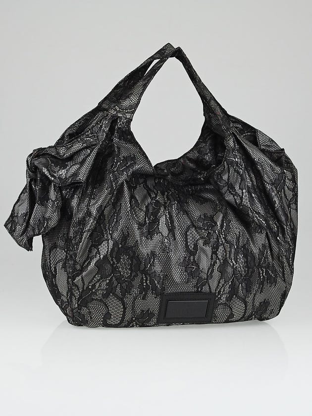 Valentino Black Lace Fused Nylon Nuage Bow Tote Bag