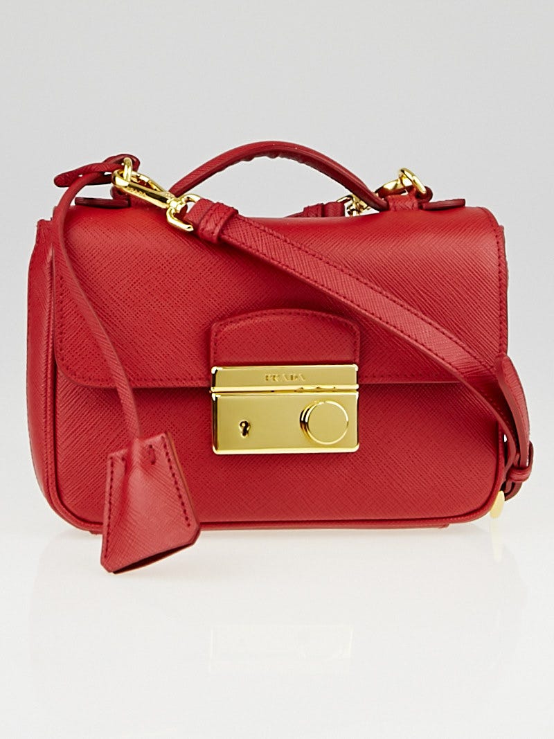 Prada Fuoco Saffiano Lux Leather Mini Crossbody Bag BT0963 | Yoogi's Closet