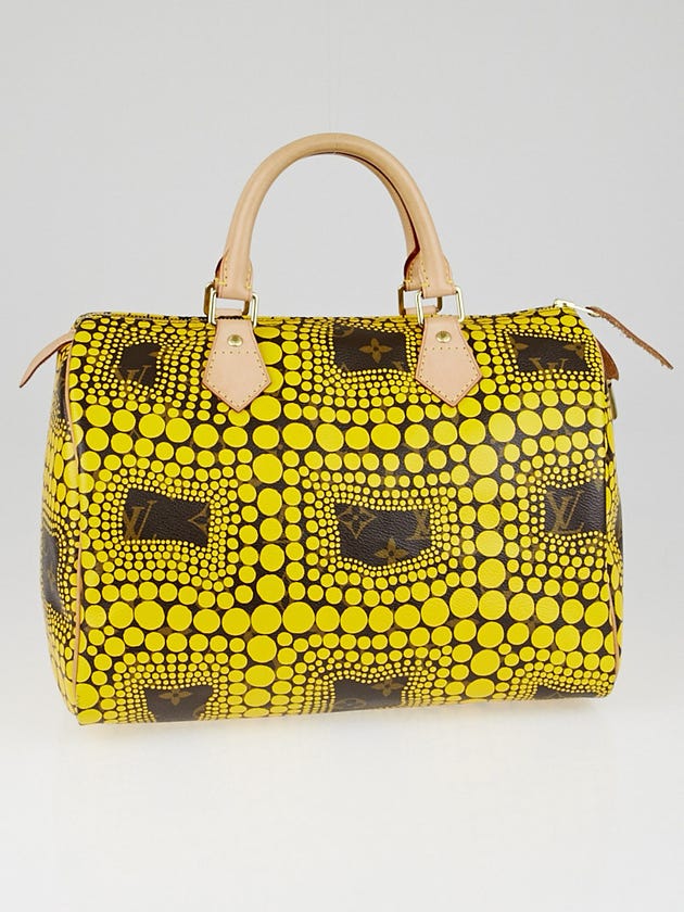 Louis Vuitton Limited Edition Yellow Yayoi Kusama Monogram Town Speedy 30 Bag 