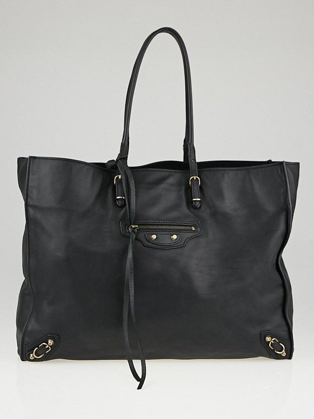 Balenciaga Black Calfskin Leather Papier A4 Tote Bag