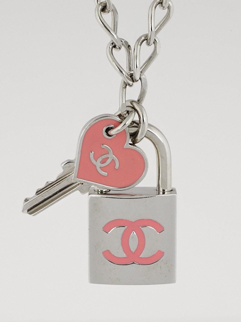 CHANEL, Jewelry, Chanel Silver Giant Tweed Lock Necklace