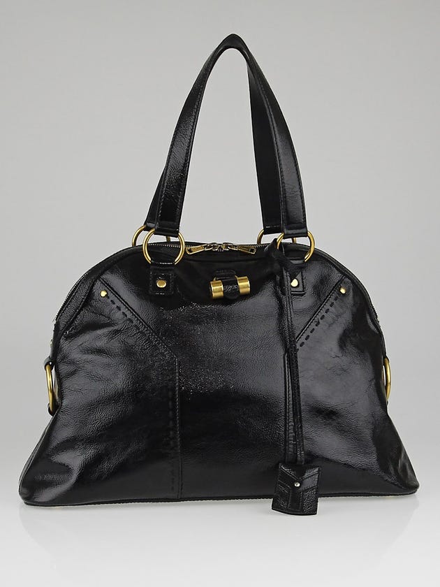 Yves Saint Laurent Black Patent Leather Large Muse Bag
