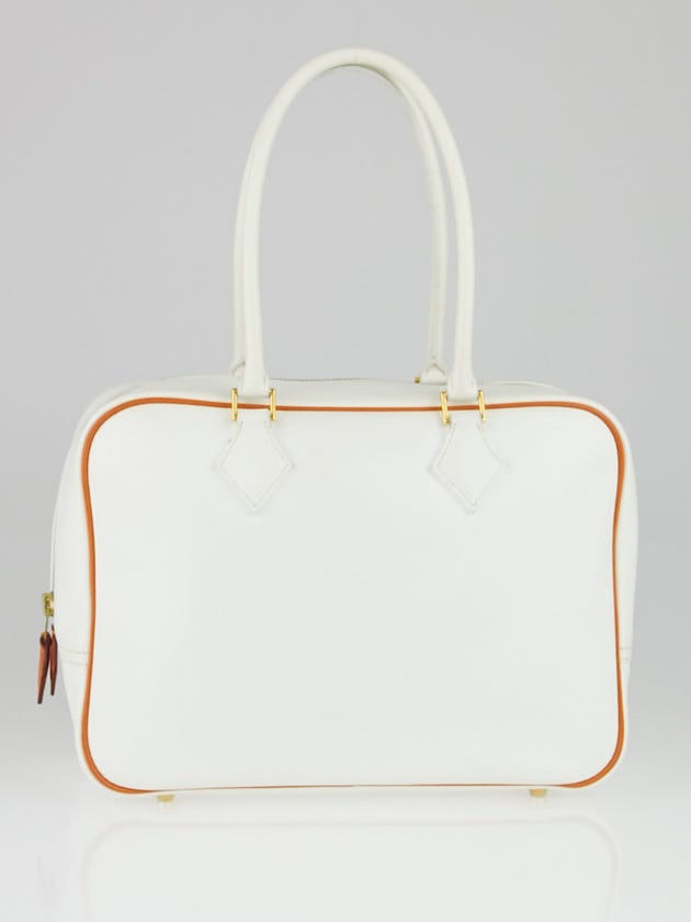 Hermes 28cm White Epsom Leather Bi-Color Plume Bag