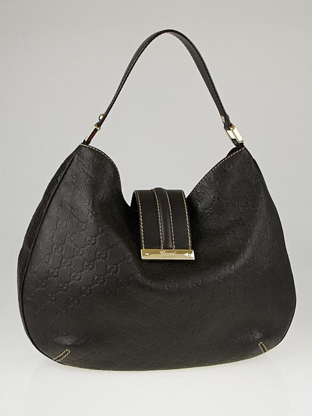 Gucci Dark Brown Guccissima Leather New Web Hobo Bag