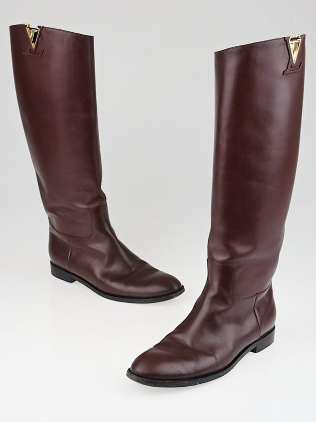 Louis Vuitton Burgundy Leather Heritage High Boots Size 8.5/39 