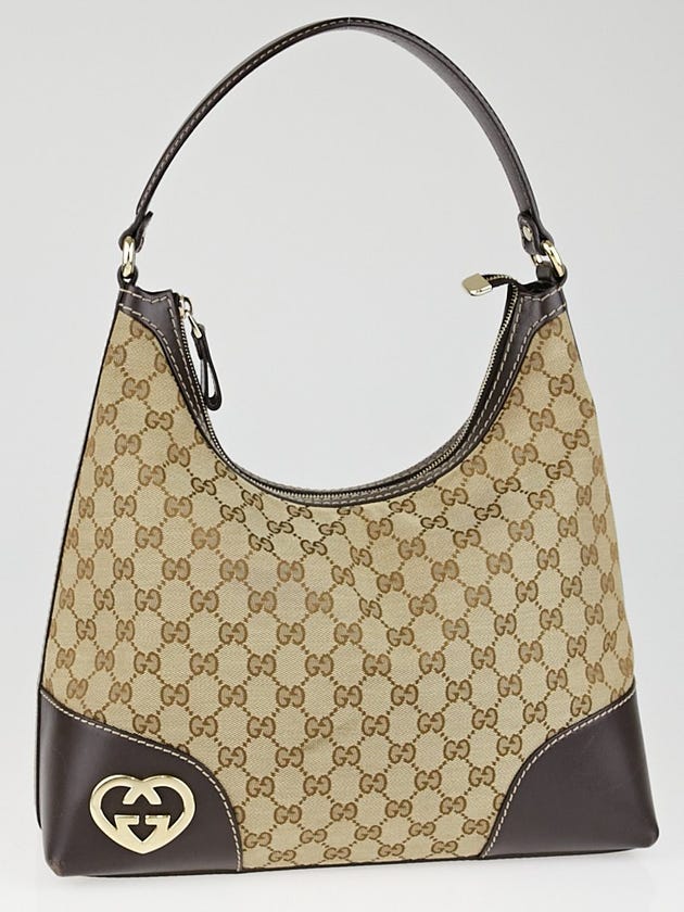 Gucci Beige/Ebony GG Canvas Lovely Medium Hobo Bag