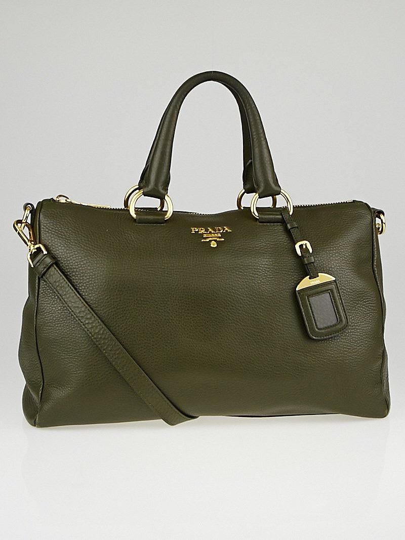 Prada Militare Vitello Daino Leather Top Handle Bauletto Bag