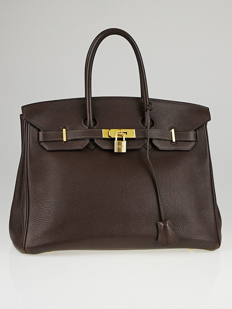 Hermes 35cm Ebene Togo Leather Gold Plated Birkin Bag Yoogi s Closet