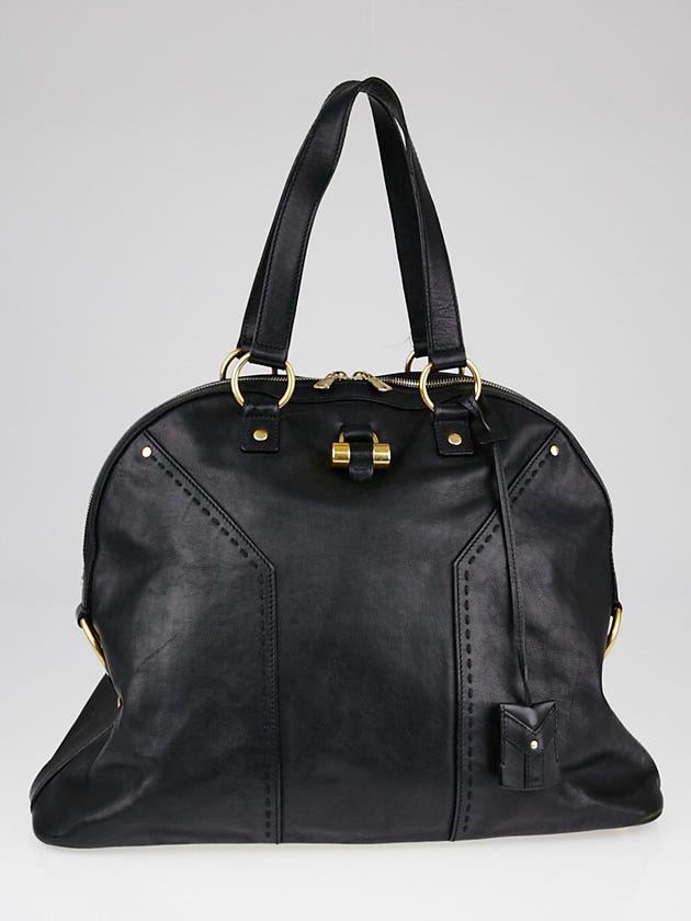 Yves Saint Laurent Black Calfskin Leather Oversized Muse Bag