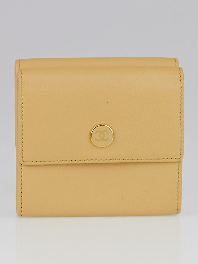 Chanel Beige Leather CC Compact Wallet