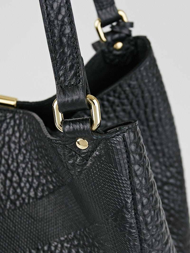 Burberry Black Embossed Check Grain Leather Small Canterbury Tote Bag Yoogi s Closet