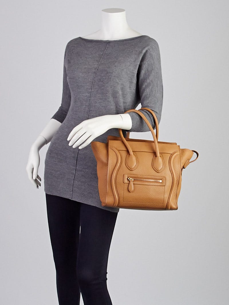 20-60代 人気ファッションブランド Celine Camel Pebbled Leather Micro Luggage Tote Bag バッグ