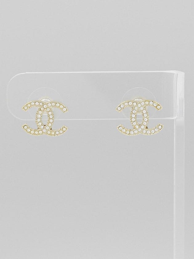 Chanel Swarovski Crystal CC Stud Earrings