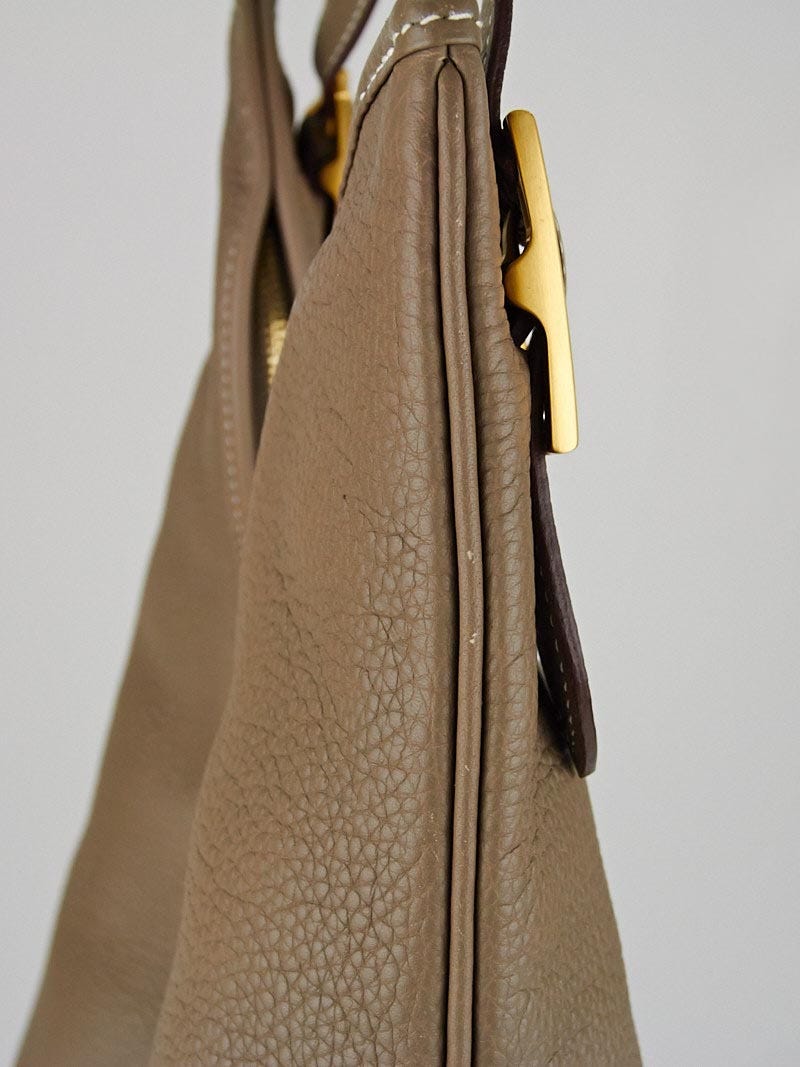 Hermes Graphite Clemence Leather Massai GM Bag - Yoogi's Closet