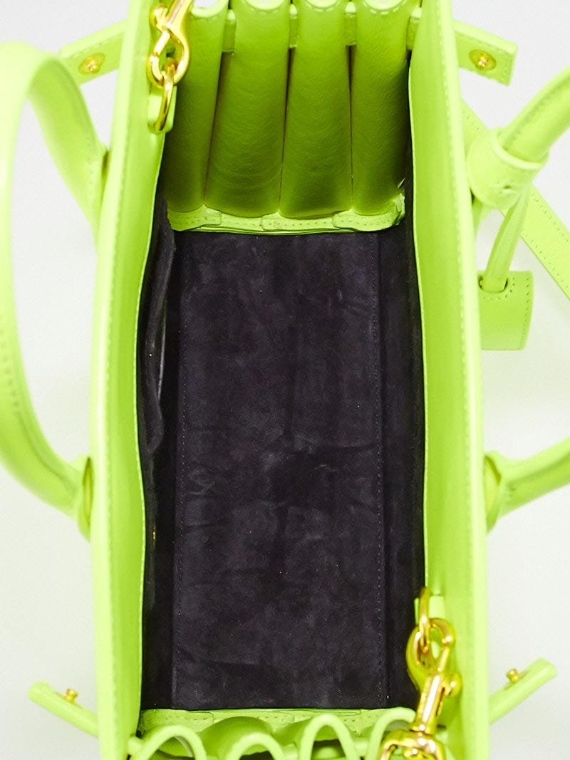 Saint Laurent Neon Yellow Calfskin Leather Classic Nano Sac de