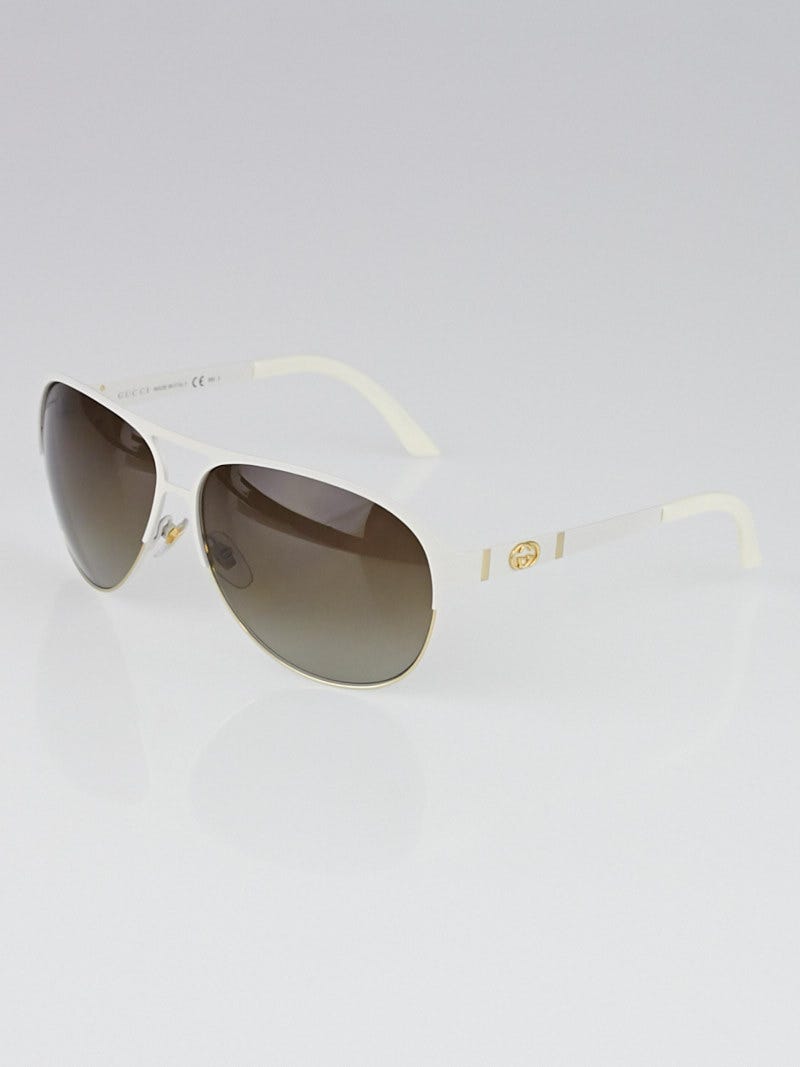 Gucci White Metal Frame Aviator Sunglasses 4233 Yoogi s Closet