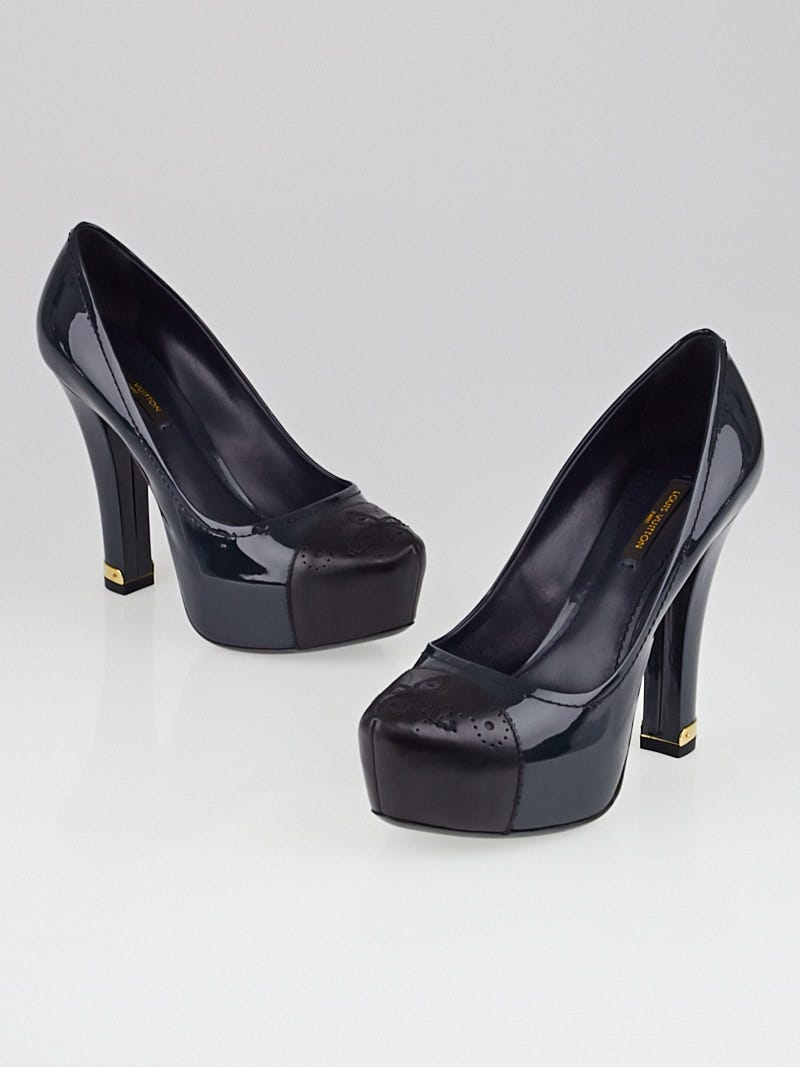 Louis Vuitton Teal Patent Leather Cap Toe Pumps Size 5 35.5