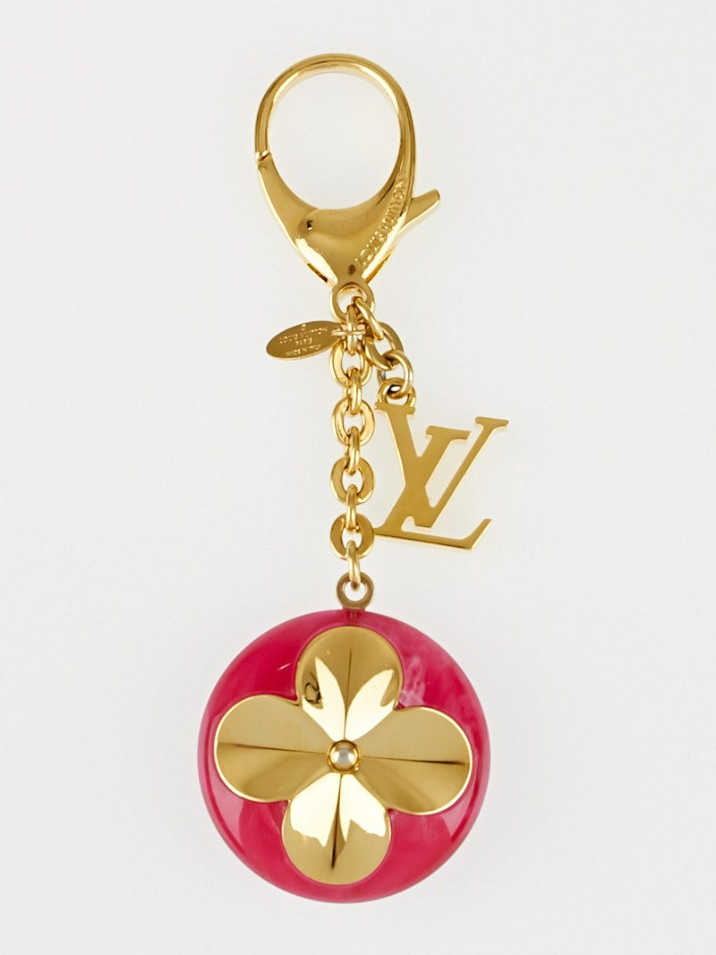 Louis Vuitton Fuchsia Hollow Flower Key Chain and Bag Charm - Yoogi's Closet