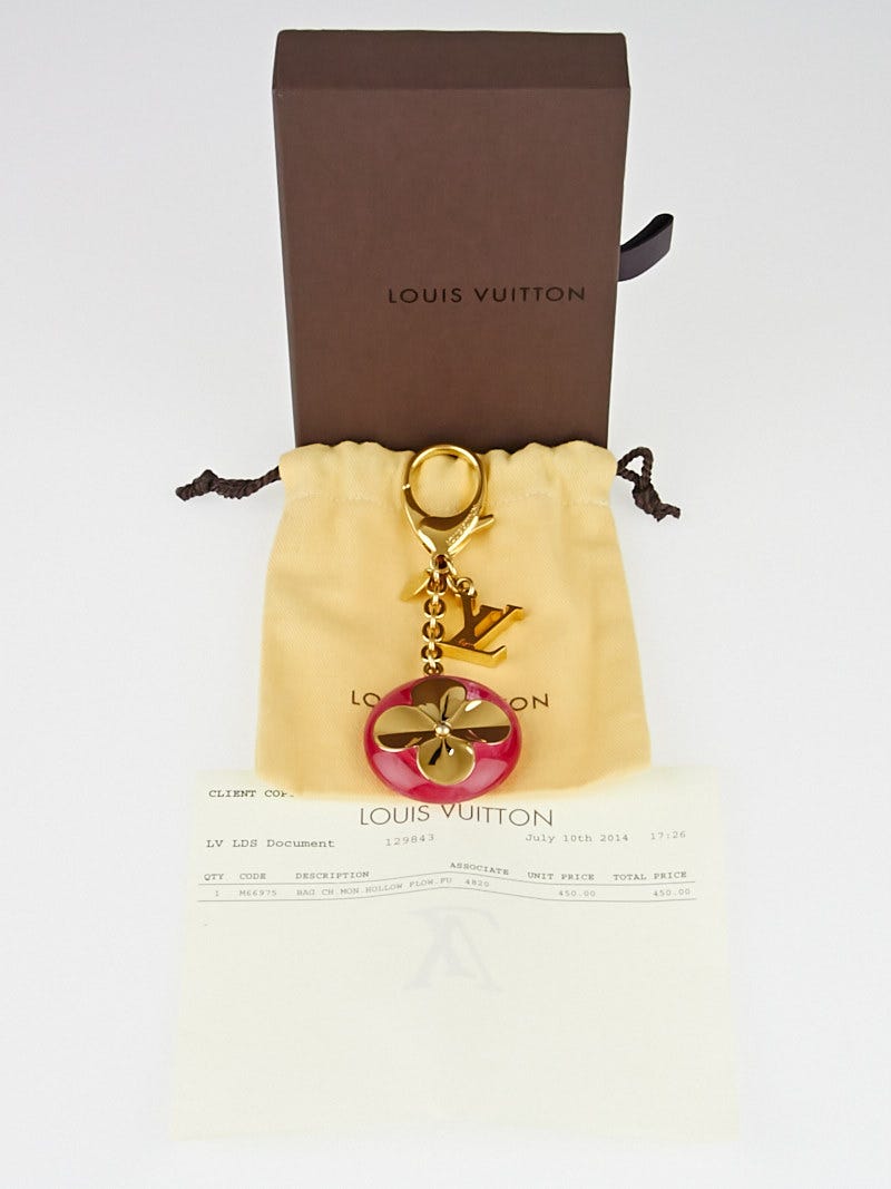 Louis Vuitton Suede Rose Hollow Flower Key Chain and Bag Charm