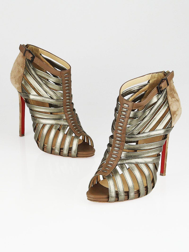 小物 Christian Louboutin rina Christian Louboutin Metallic Bronze Leather Karina 120 Pumps Size