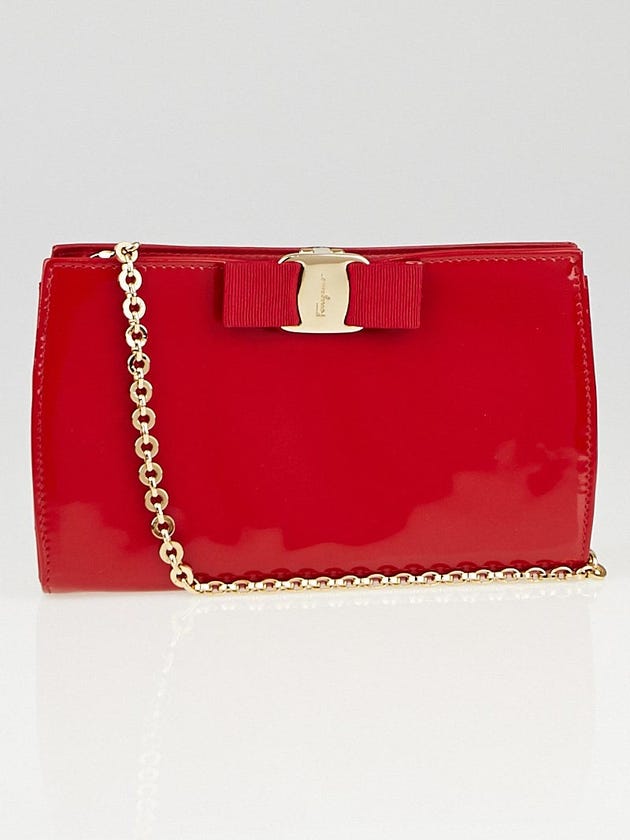 Salvatore Ferragamo Red Patent Leather Miss Vara Bow Bag 