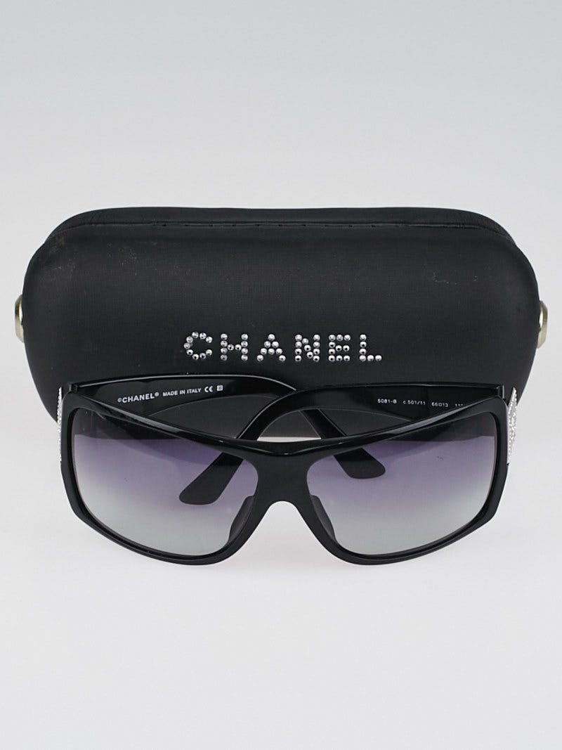 Chanel Black Plastic Frame and Crystal CC Oversized Chanel Black Plastic Frame and Crystal CC Oversized