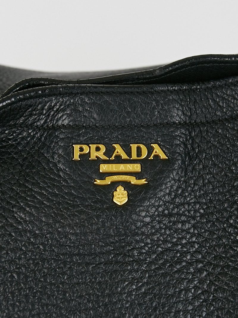 Prada Black Cervo Lux Leather Hobo Bag BR4239 | Yoogi's Closet