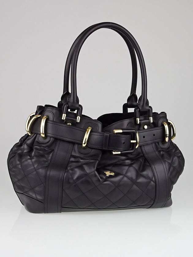 Burberry Black Quilted Leather Large Beaton Bag