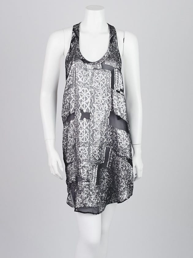 Isabel Marant Black/Silver Sheer Metallic Sleeveless Dress Size 4/36