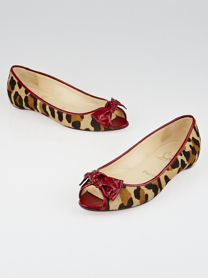 Christian Louboutin Leopard Print Pony Hair Bow Flats Size 5.5 36 Yoogi s Closet