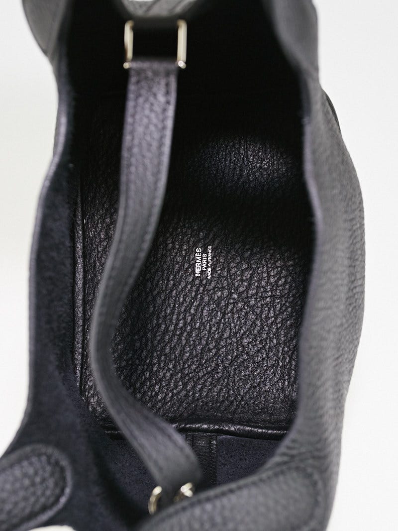 Hermes Black Clemence Leather Palladium Plated Picotin PM Bag - Yoogi's  Closet