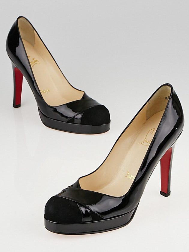 Christian Louboutin Black Patent Leather and Suede Marplissima Pumps Size 5/35.5